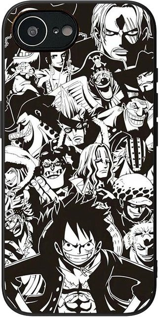 Luffy Zoro One Ace Pieces Handyhülle für Apple iPhone 16 15 14 13 12 Pro Max Plus Mini 17 Pro Max 16E Air Case in Schwarz - Bild 1