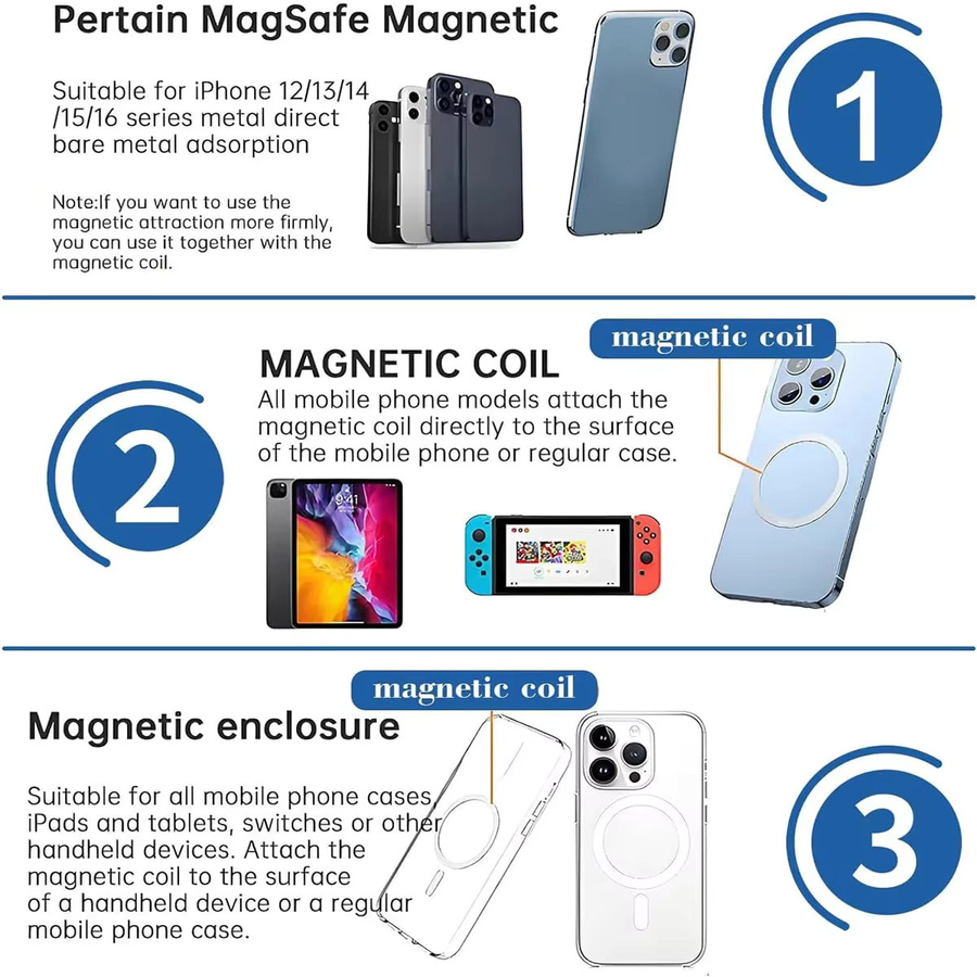 XMSJ 3-in-1 Magnetisches Stativ mit 360 Grad Einstellbarkeit, Faltbarer Tragbarer Autotelefonhalter aus ABS mit 1/4 Zoll Anschluss in Schwarz oder Silber - Bild 4