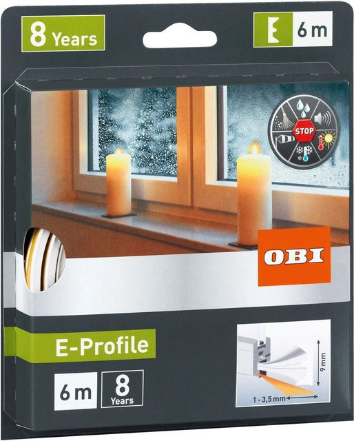 OBI E-Profil Fensterdichtung und Türdichtung aus EPDM-Gummi, selbstklebend, Weiß, 600 cm - Bild 1