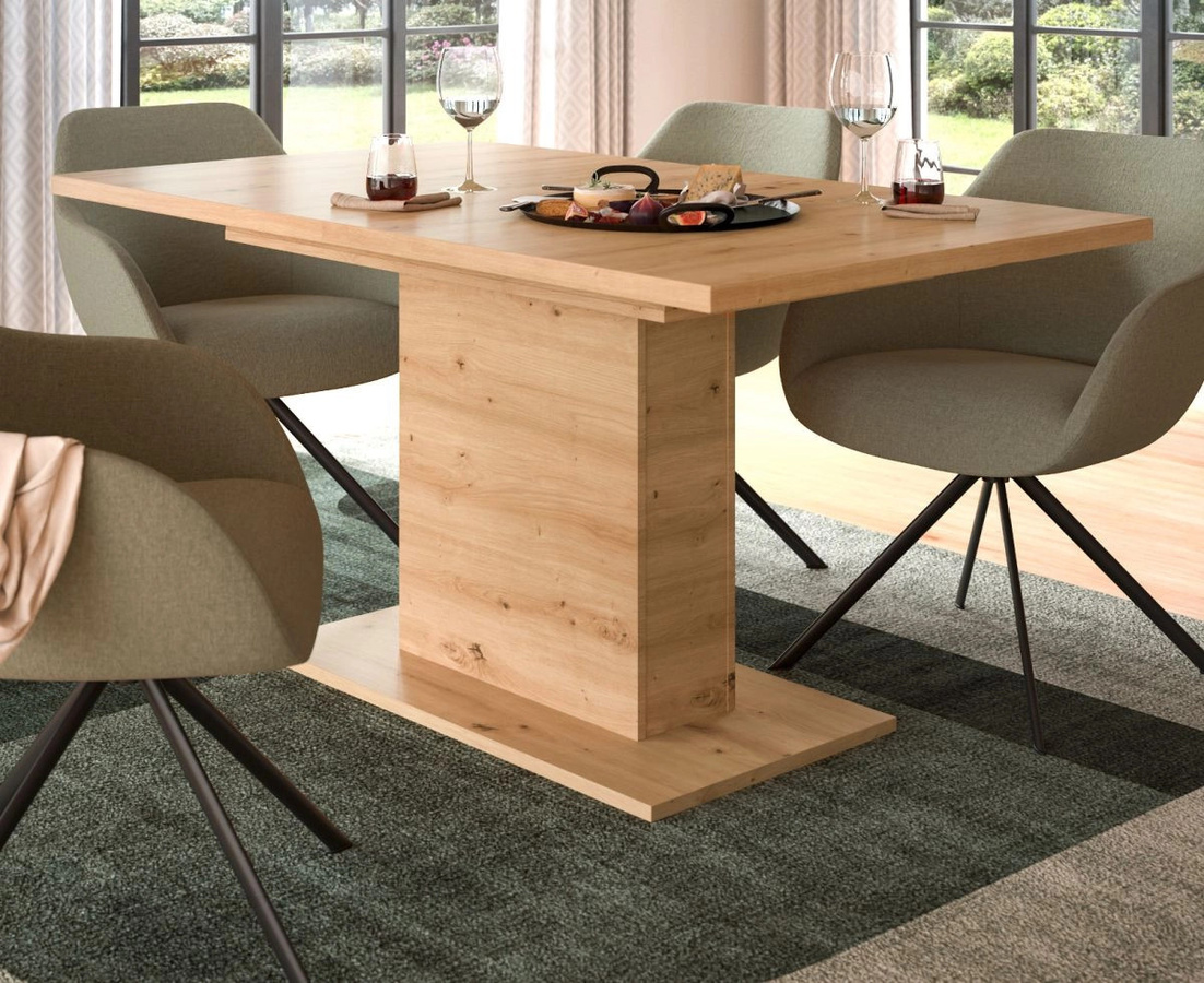 Home-X Esstisch aus Eiche, ausziehbar, rechteckig, braun - Bild 2