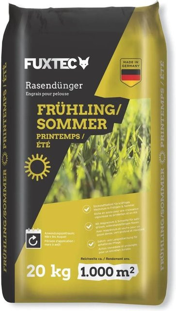 FUXTEC Rasendünger Frühling/Sommer FX-RDFS20 Stickstoffbetonte Formel mit Langzeitwirkung für bis zu 1000 m² - Bild 1