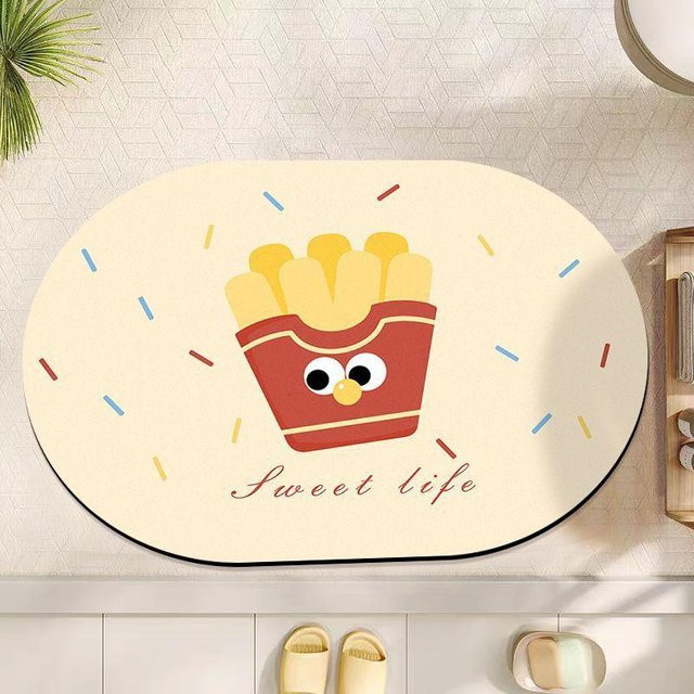 Yiran Furniture Badezimmer Matte mit Cartoon Blume Design, gelb, rutschfest und saugfähig, B: 60 cm, T: 40 cm - Bild 1