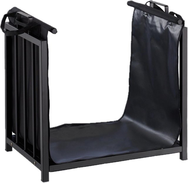 Relaxdays Kaminholzständer aus Stahl in Schwarz mit Tragetasche B/T/H: 50 x 37 x 51 cm - Bild 1