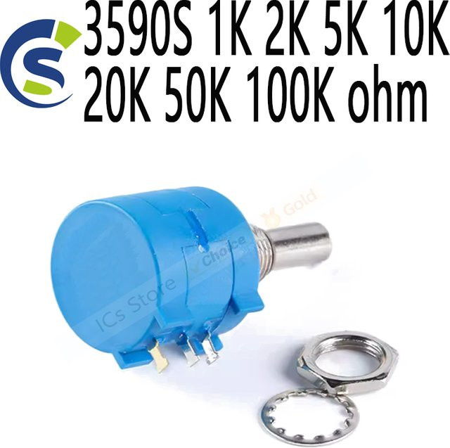 ANNUOSENCHIP Präzisions-Potentiometer Einstellbarer Widerstand 3590-2-102 Blau - Bild 1