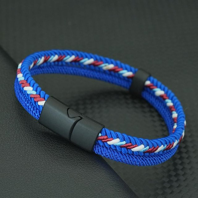Charm-Seilarmband, Messing, blau, Herren - Bild 1