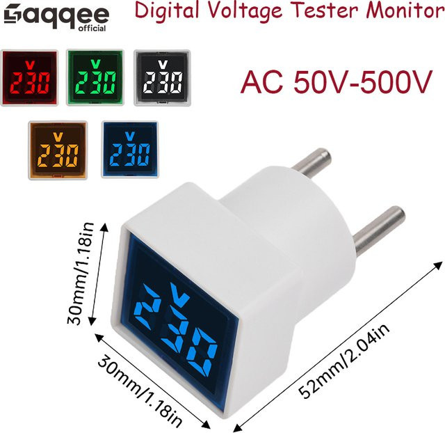 Gaqqee Digitaler Spannungsprüfer mit LED-Anzeige, Quadratisches Voltmeter für AC 220V, 50V-500V, Rot-Weiß - Bild 1