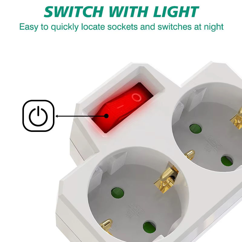HITRENDS Deutschland-Steckdosenadapter mit Anzeigeschalter EIN/AUS in Weiß, 2-polig 4,8 mm Reiseadapter zur Stromversorgung - Bild 4