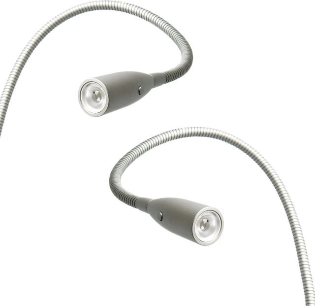 Kalb LED Bettleuchte aus Aluminium in Silbergrau, 2er Set, Warmweiß, verstellbare Nachttischlampe für das Schlafzimmer - Bild 1