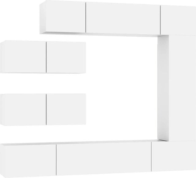 vidaXL 7-teiliges TV-Schrank-Set Weiß aus Holzwerkstoff für dein Wohnzimmer, bestehend aus 4 Schränken (L: 80 cm, B: 30 cm, H: 30 cm), 1 Schrank (L: 30,5 cm, B: 30 cm, H: 110 cm) und 2 Schränken (L: 100 cm, B: 30 cm, H: 30 cm) - Bild 1