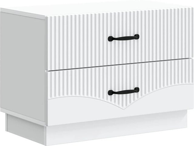 vidaXL Nachttisch in Weiß im Vintage-Design aus Holzwerkstoff, B/T/H: 62 x 34,5 x 44,5 cm - Bild 1