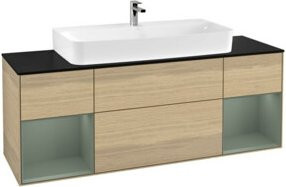 V&B Waschtischunterschrank Finion Wandbeleuchtung in Eiche Lack Beige, Breite: 160 cm, Tiefe: 50,1 cm, Höhe: 50,1 cm - Bild 1