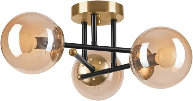 Licht-Erlebnisse Deckenleuchte aus Metall und Rauchglas in Gold/Schwarz, 3-flammig, Breite: 39 cm, E14 - Bild 1