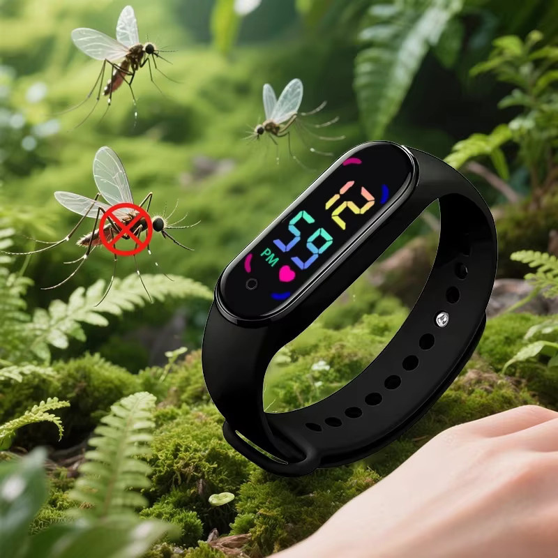 Lenovo Ultraschall-Mückenabwehr-Armband Smartwatch mit LED-Display und Touchscreen für Kinder in Grün und Schwarz - Bild 4