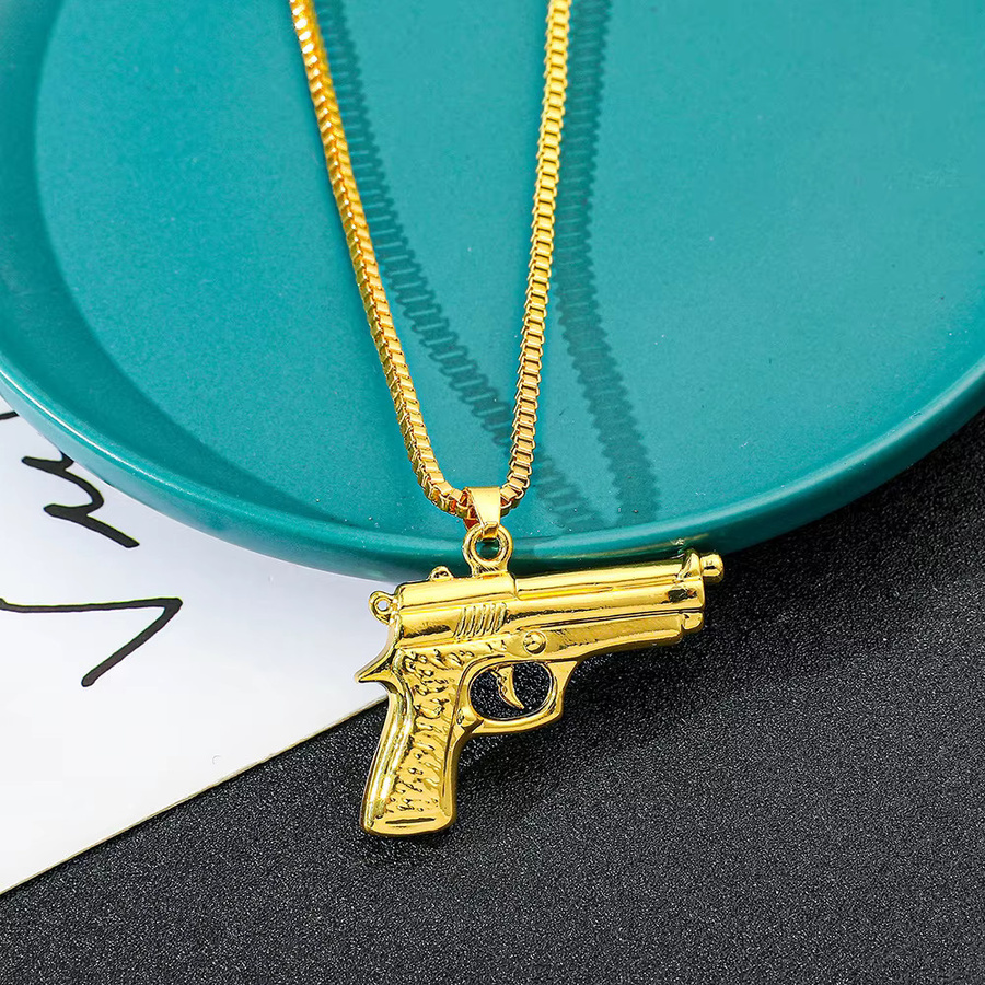 TAKARA TOMY Halskette, Pistolen-Anhänger, Gold, Herren, Vintage - Bild 4