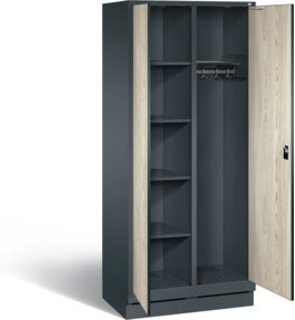C+P Putzmittel-Spind Evolo mit Front in Sen-Esche und Korpus in Anthrazitgrau, H x B x T: 180 x 81 x 50 cm - Bild 1