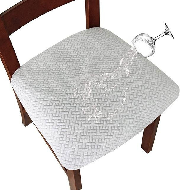 Wasserdichte Stuhlbezüge aus Stretch-Jacquard von BRHUIXUE in Weiß für Esszimmer und Bankett-Stühle - Bild 1