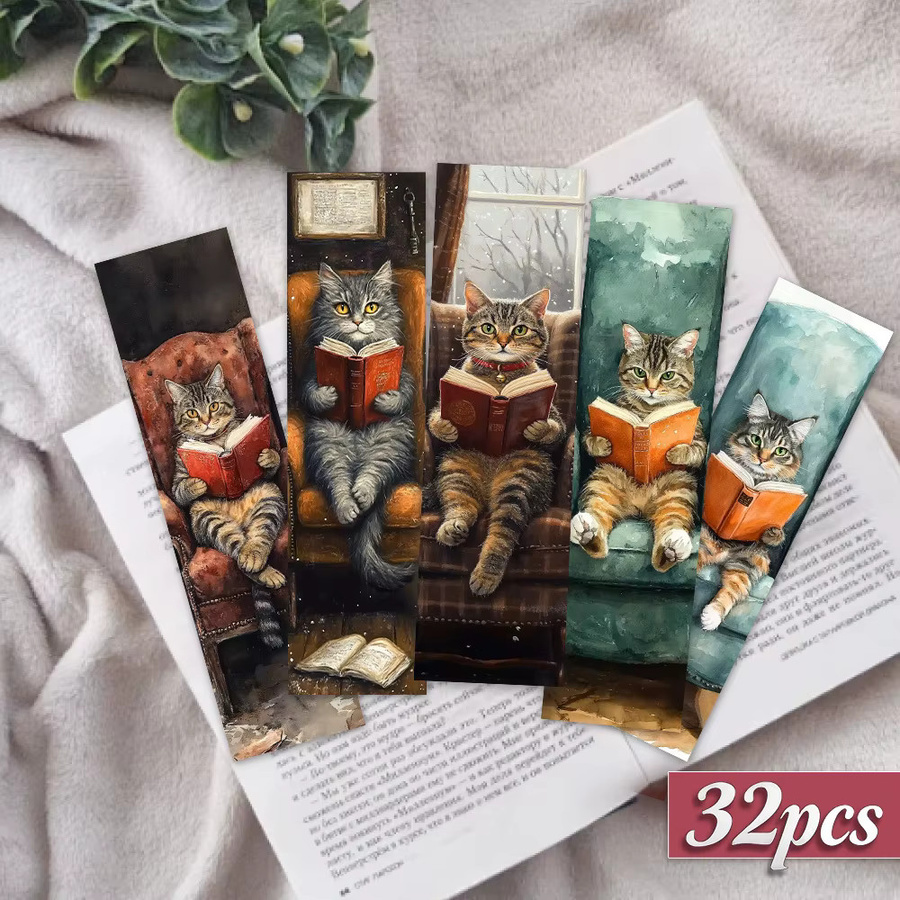 32 Stück Lesezeichen mit Katzenmotiv in Mehrfarbig, kreative künstlerische Designs aus Papier - Bild 3