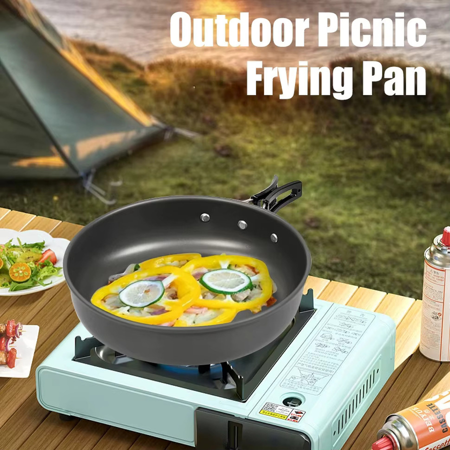 Pandatour Camping-Klapppfanne aus Aluminium mit Antihaftbeschichtung in Rot und Schwarz für Outdoor, Picknick und Wandern - Bild 3