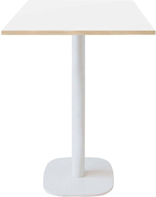 RestooTab Stehtisch Round quadratisch in Weiß mit Holzdekor und Metallgestell, B/T/H: 60 x 60 x 113 cm - Bild 1