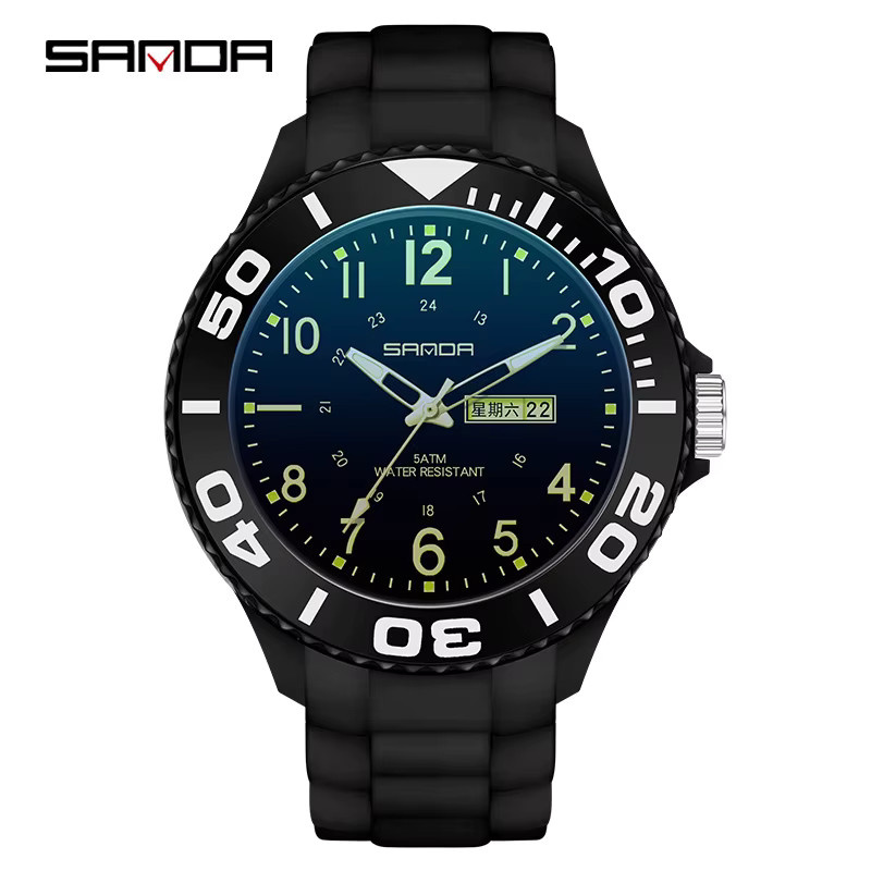 SANDA Digitaluhr, Doppel-Display, Quarz, Schwarz, Unisex - Bild 2