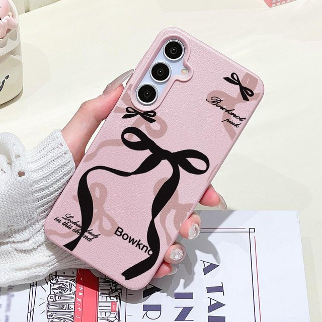 Zweilagige Handyhülle mit Schleife für Samsung Galaxy S25 Ultra S24 FE S23 A17 A56 5G A16 A55 A36 A53 A35 A06 A07 A26 in Schwarz Rosa - Bild 1