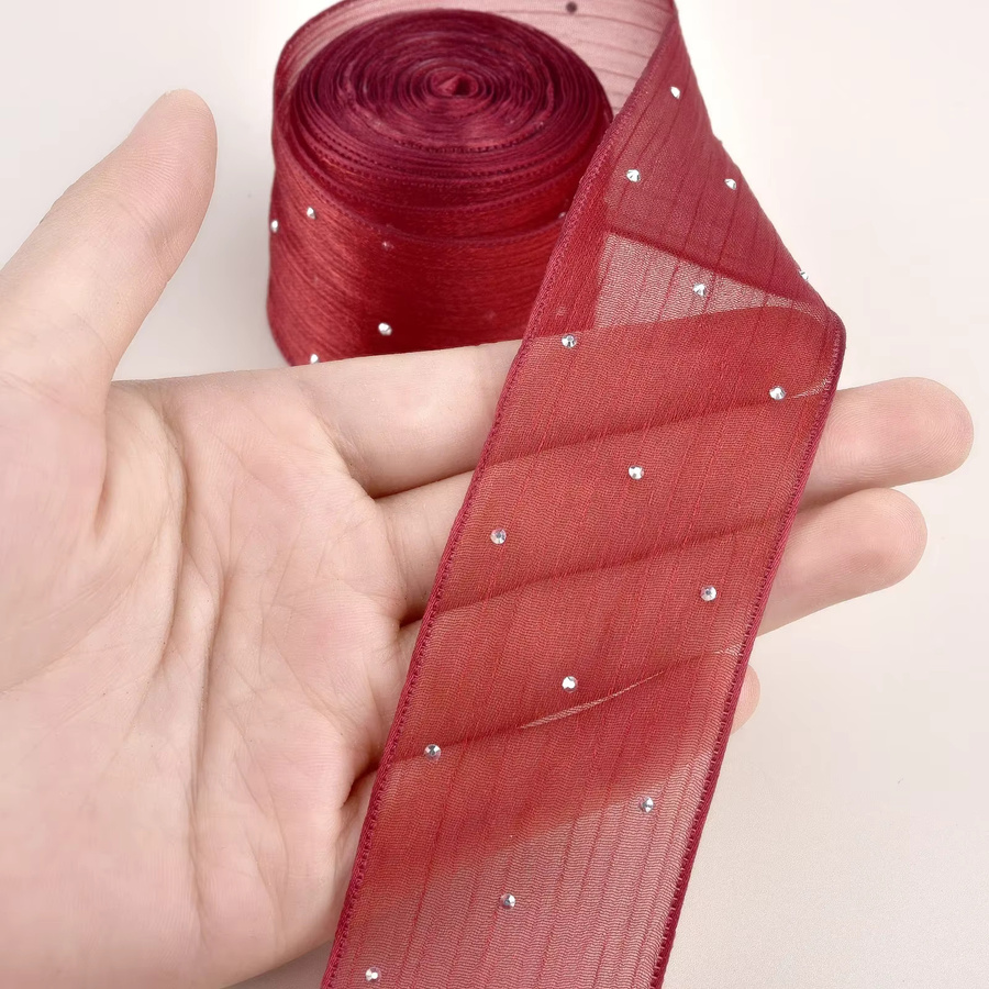 Diamant Plissee Mesh Organza Band Rolle für DIY Dekoration, Breite: 4 cm, Länge: 5 m - Bild 6