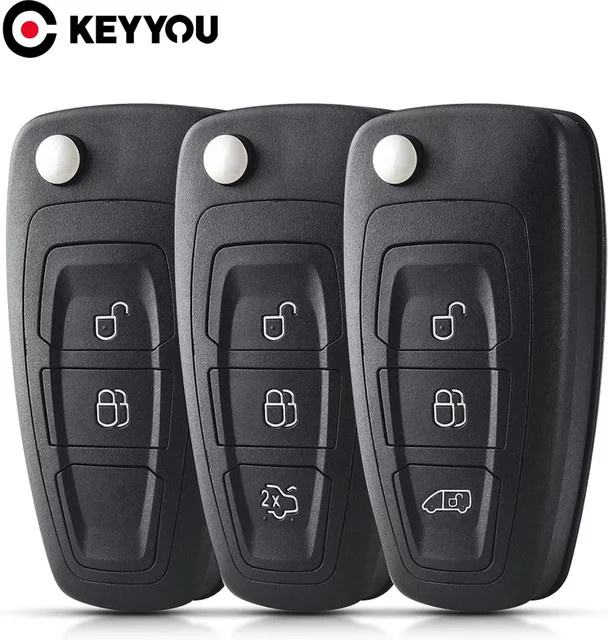 KEYYOU 10er Set Original Auto Schlüsselhülle für Ford Focus Fiesta Galaxy Mondeo Grand C-Max S-Max Transit Tourneo Custom Ranger in Schwarz - Bild 1