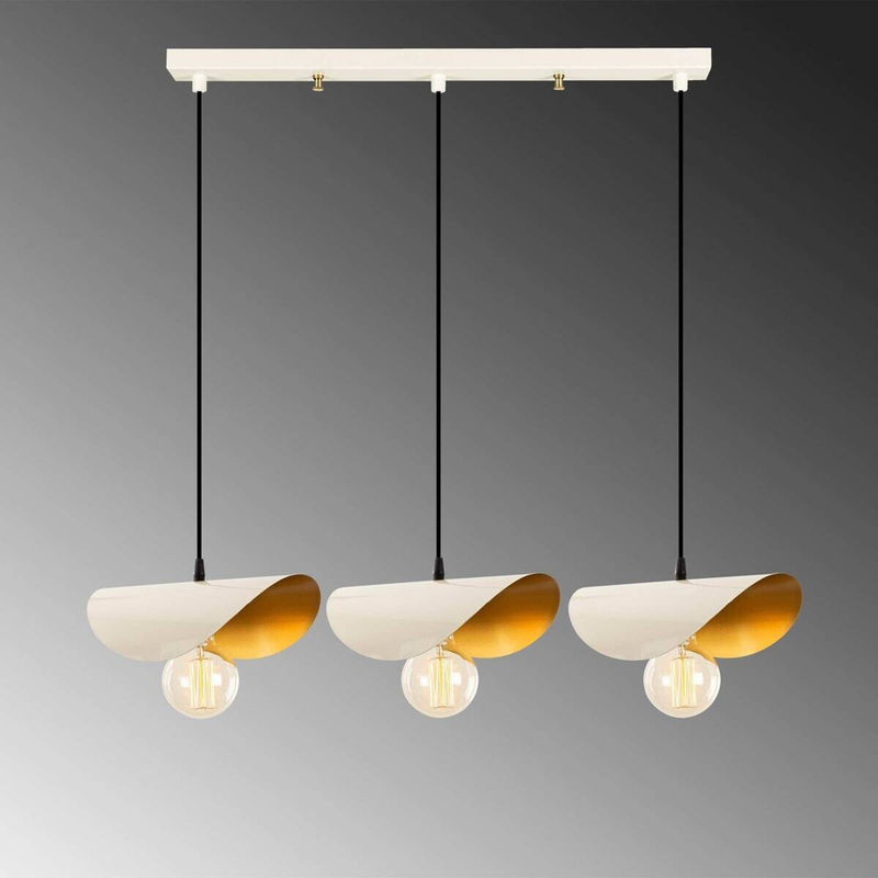 Opviq Pendelleuchte Sivani in Weiß und Gold aus Eisen mit 3 E27 Fassungen, B: 17 cm, H: 106 cm, T: 17 cm, L: 80 cm - Bild 2