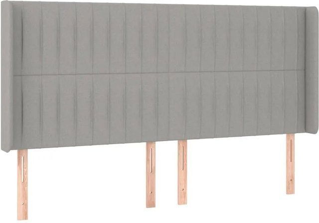 vidaXL Kopfteil mit Ohren in Hellgrau, gepolstertes Stoff-Kopfteil für das Schlafzimmer, B: 163 cm, T: 16 cm, H: 118 cm - Bild 1