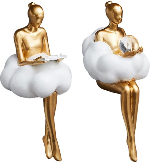 Homyl Kunststatue Frauen in Gold aus Keramik als Tischdeko für Wohnzimmer und Büro - Bild 1