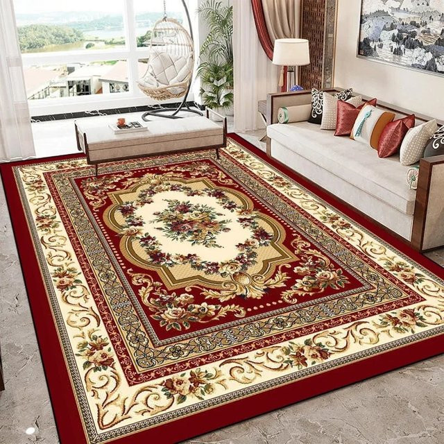 VIKAMA Vintage-Blumenteppich in Multicolour, rutschfeste florale Bodenmatte im klassischen Design für Wohnzimmer, Essbereich und Schlafzimmer - Bild 1