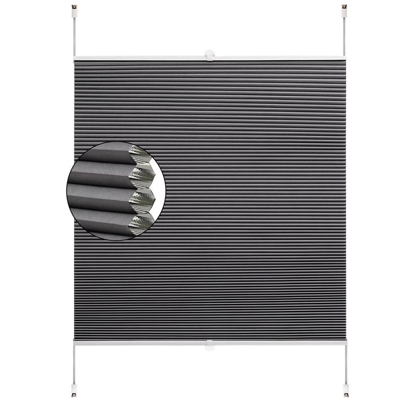 WOLTU Wabenplissee zur Verdunkelung ohne Bohren, thermischer Sonnenschutz und Schallschutz, Farbe: Grau oder Weiß, B: 120 cm, H: 60 cm - Bild 2