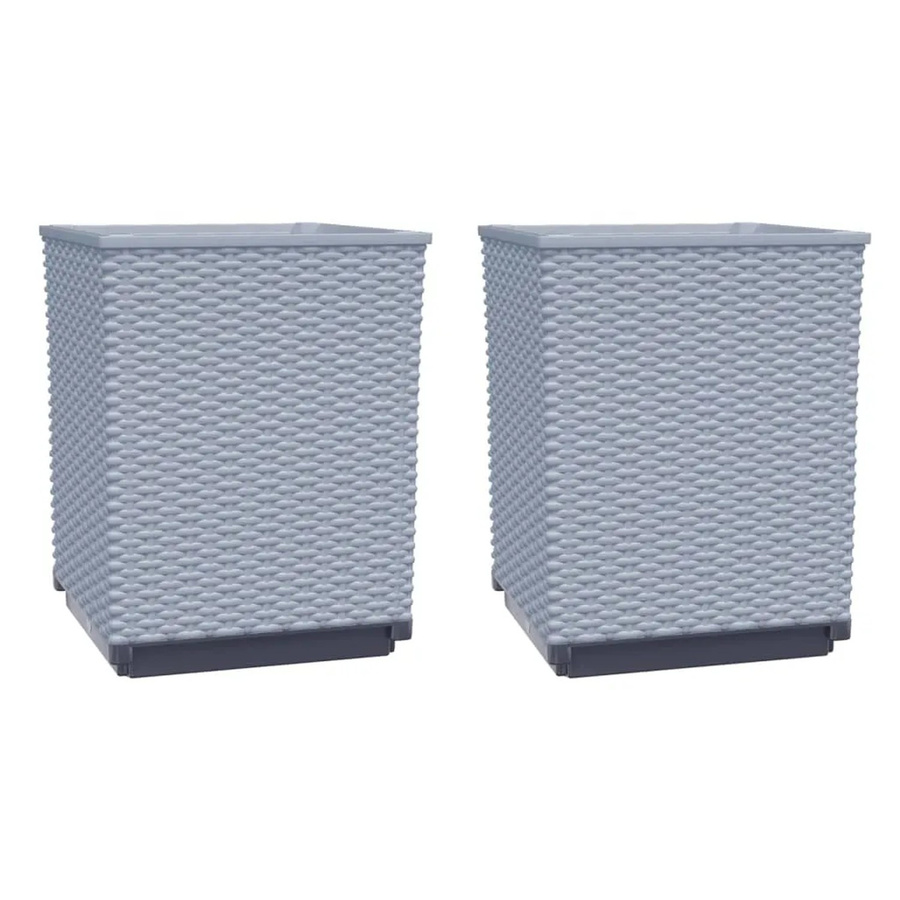 2er Set vidaXL Pflanzkübel aus Polypropylen in Hellgrau, B/T/H: 30 x 30 x 37 cm - Bild 2