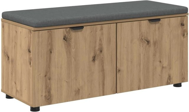 vidaXL Flurbank mit Kissen und Schuhregal in Artisan-Eiche, Farbe Braun/Grau, B/T/H: 100 x 38 x 46 cm - Bild 1