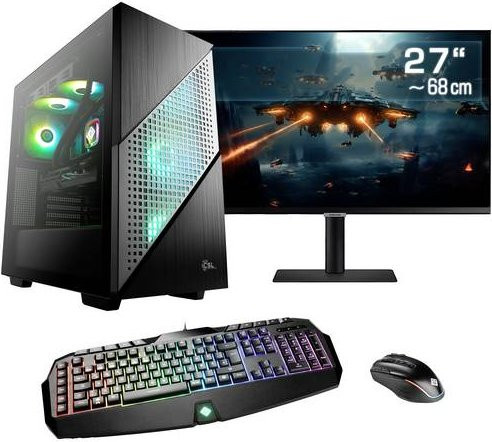 CSL Computer Gaming PC M10390 in Schwarz mit 27 Zoll WQHD Monitor, AMD Ryzen 7 7800X3D, 32GB RAM, 2000GB SSD und AMD Radeon RX 7900 XT 20GB GDDR6 - Bild 1