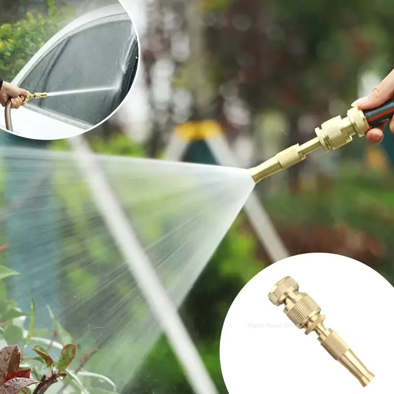 Einstellbare Hochdruck-Gartensprinklerdüse als Wasserpistole mit Direktsprüh-Schnellanschluss in Gold - Bild 3