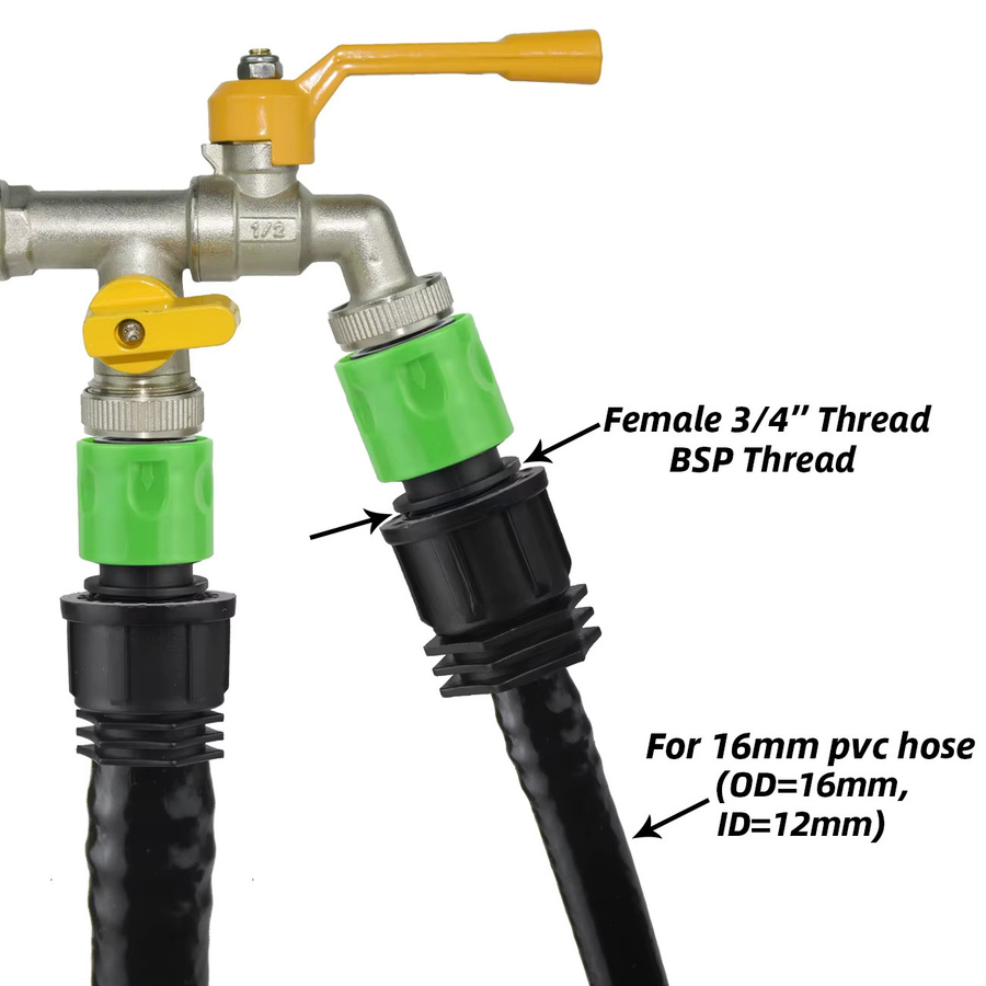 KESLA Gartenanschluss Set mit 4 Schlauchverbindern für Tropfbewässerungssysteme, Wasserhahnadapter mit 1/2'' und 3/4'' Europa-Innengewinde BSP, Durchmesser: 16mm, 20mm, 25mm - Bild 4