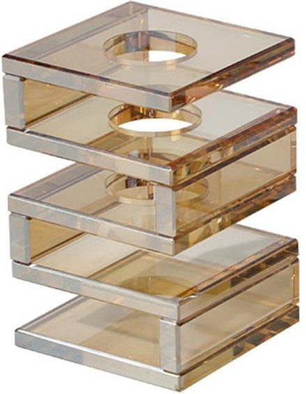 Moderne quadratische Kristallvase aus Acryl für dein Blumenarrangement und als Schmuckornament, Grau und Schwarz - Bild 1