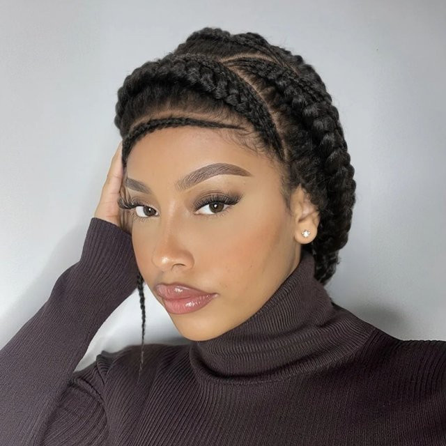 Ultimate Bob-Perücke, synthetisch, Cornrow-Zöpfe mit Dutt, 30,5 cm, 1b, Damen - Bild 1