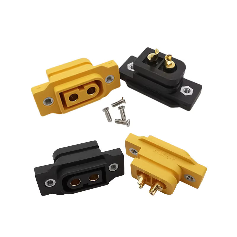 XT60E-F Buchse Stecker Set mit Panel-Halterung und Schrauben in Gelb für RC FPV Lipo Batterien und Quadcopter - Bild 2