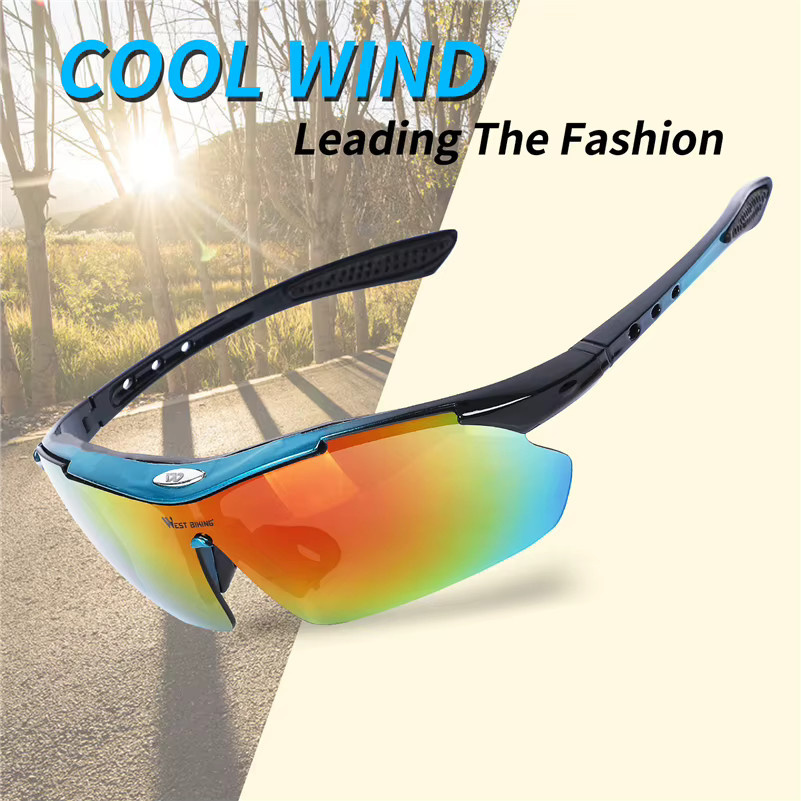 WEST BIKING Sportsonnenbrille, polarisiert, black, Unisex, Kunststoff - Bild 1