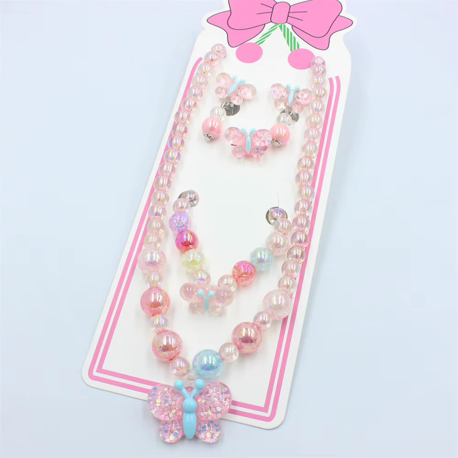 Weyena Schmuckset, Schmetterling, Perlenkette, Armband, Ring, Ohrringe, Kinder - Bild 2