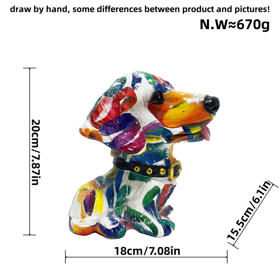 Yiran Furniture Hund Ornament aus Harz in Multicolour als Tischdekoration für Wohnzimmer, Büro und Schreibtisch - Bild 2