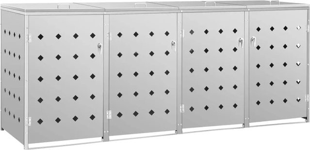 vidaXL Mülltonnenbox für 4 Tonnen à 240 L aus Edelstahl in Silber - Bild 1