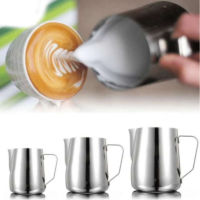 Milchkännchen aus Edelstahl von BAIJL zum Aufschäumen von Milch für Kaffee und Latte, Silber, 350 ml / 600 ml / 900 ml - Bild 1