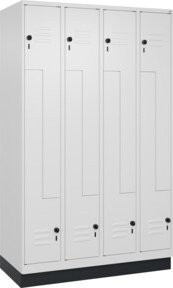 C+P Z-Spind Classic PLUS mit 8 Fächern, Sockel, Verschluss Sicherheits-Drehriegel, Farbe: Grau/Weiß, B/T/H: 120 x 50 x 195 cm - Bild 1