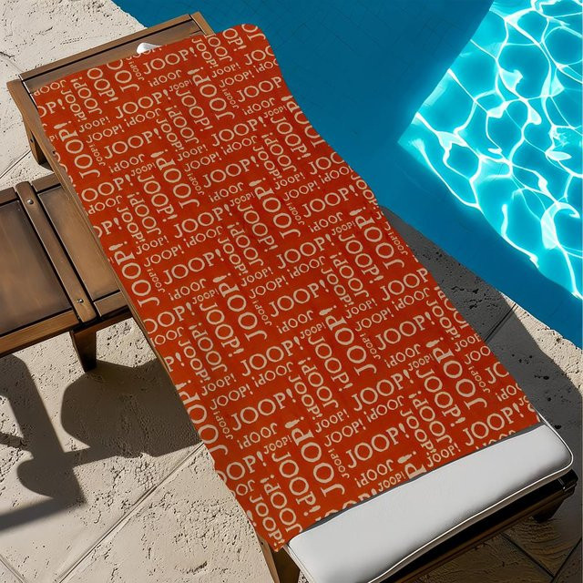 JOOP! Mikrofaser-Strandtuch in Orange, schnelltrocknendes und weiches Badetuch mit Grafikprint, B x H: 90 x 180 cm - Bild 1
