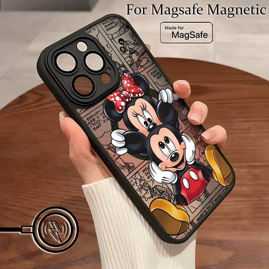Mickey und Minnie Cartoon Handyhülle mit matter magnetischer Rückseite für iPhone Modelle in Multicolour - Bild 2