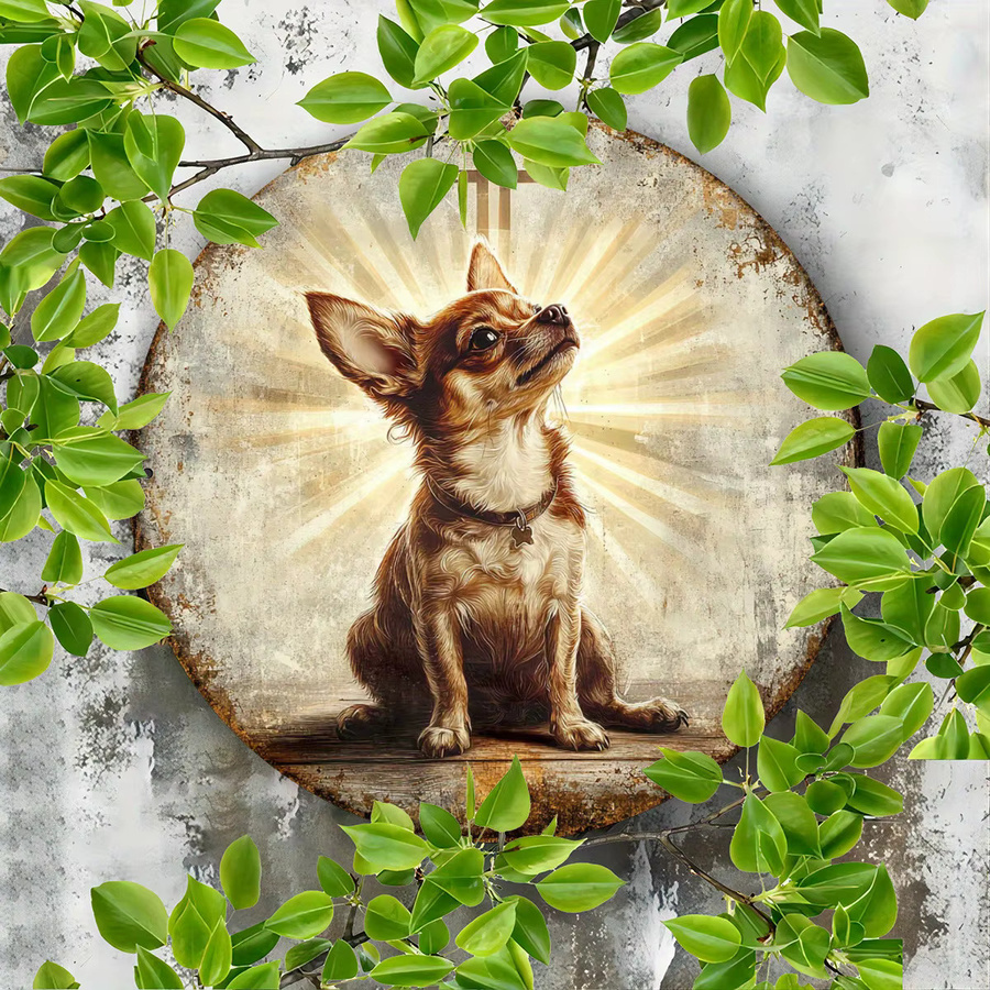Potdemiel Rundes Metallschild Chihuahua Gebet im Vintage-Stil für deine Wanddekoration, Durchmesser: 20 cm, Mehrfarbig - Bild 3