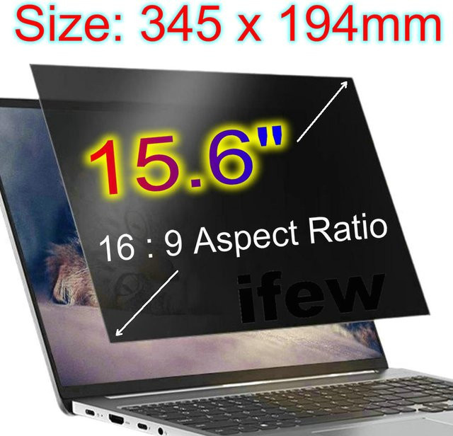 ifew Anti-Spy Sichtschutzfolie für Laptop und Monitor, 15,6 Zoll, Schwarz - Bild 1
